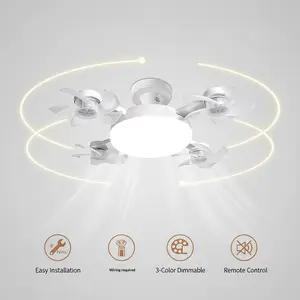 2026 New E27 Socket Ceiling Fan Light - 2-in-1 Silent LED Fan with Remote Control, Energy-Saving Cooling & Lighting Combo for Home Bedroom