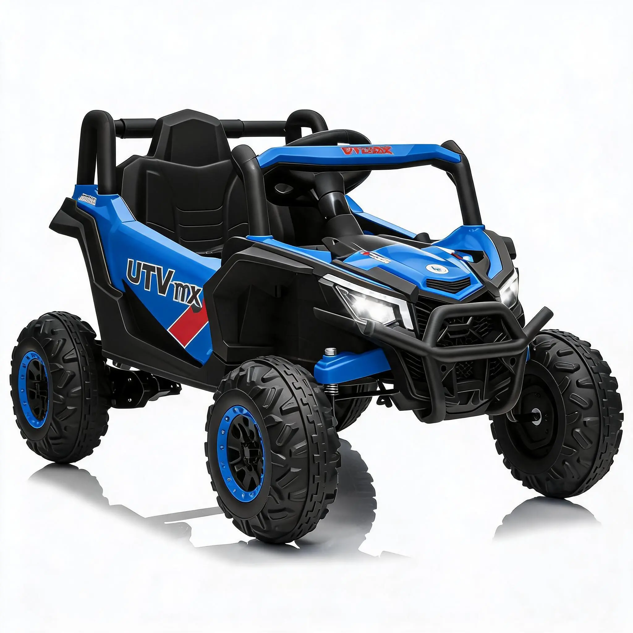 12V Kids Ride On UTV Truck, Electric Car with Remote Control – 4WD/2WD Switchable, EVA Rubber Tires, 4 Spring Suspension, wireless Music, LED Lights, Safety Belt, Double Doors – Outdoor Vehicle Toy for Boys & Girls Ages 3-8,Multiple Colors