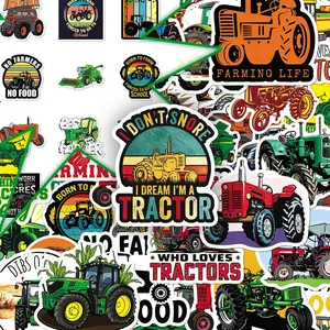 50Pcs Farm Tractor Cool Aesthetic Sticker Set – American Farm Theme Creative DIY Decor for Scrapbooking, Journal & Phone Case