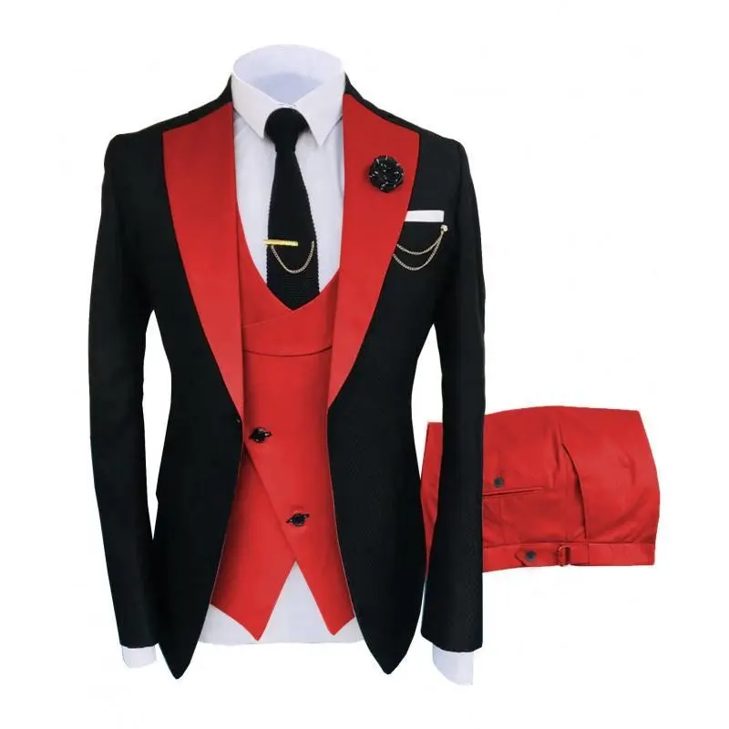 Men's Slim Fit 3-Piece Suit Set - Single-Breasted Blazer, Vest & Pants for Weddings, Business Casual & Formal Events