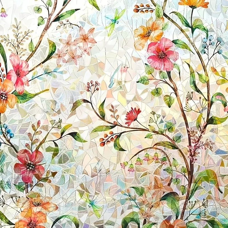 Stained Glass Window Film, Window Privacy Films, Rainbow Glass Decals Stickers for Home Anti