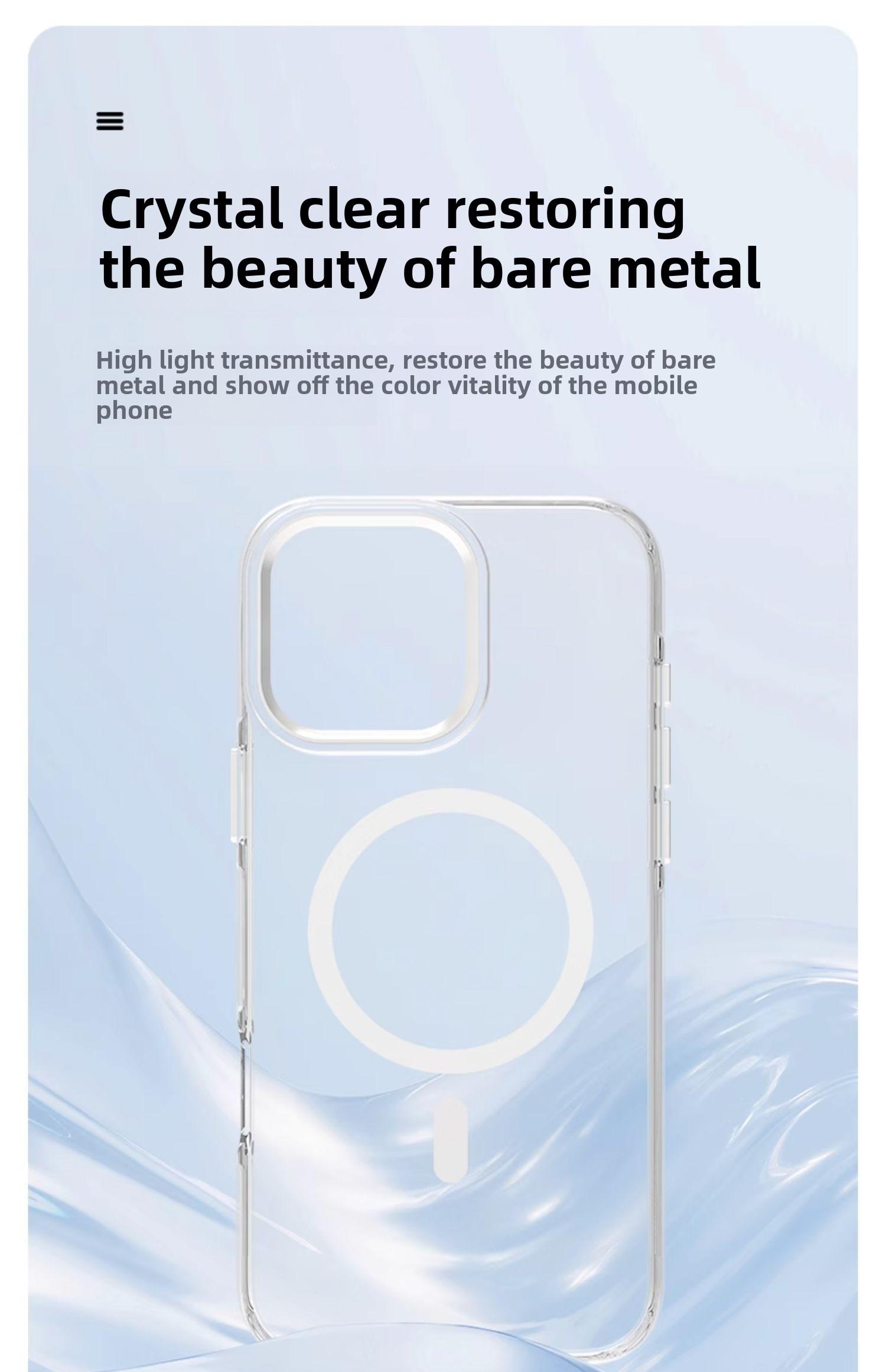 Clear Acrylic Magsafe Magnetic Mobile Phone Case for iPhone 17/16/16E/15/14 Plus/13/12/11 Pro Max/X/XS/XSMax, Anti-fall, Thin and Transparent, Airbag Anti-fall Full-cover Hard Protective Phone Cases, Compatible with iPhone 17 Pro Max