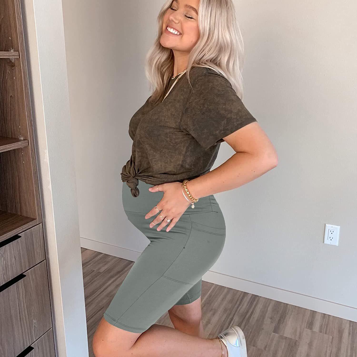 New European and American style maternity pants with five pockets, high-waisted slim-fit belly support pants, sports and fitness maternity yoga pants