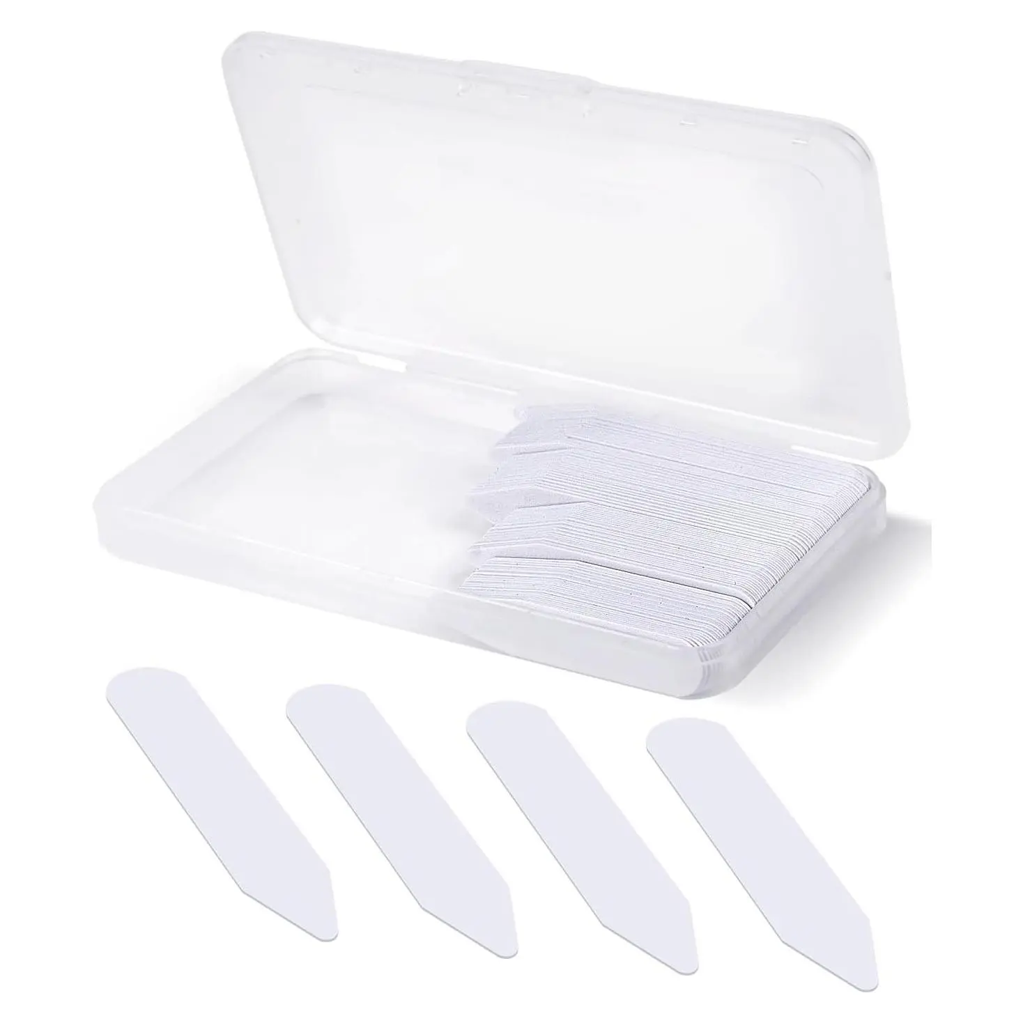 112 Pack Dress Shirt Collar Inserts, White Plastic Collar Stays with Storage Holder, 4 Assorted Sizes Invisible Collar Stiffeners for Men (2", 2.2", 2.5", 2.7")Gift