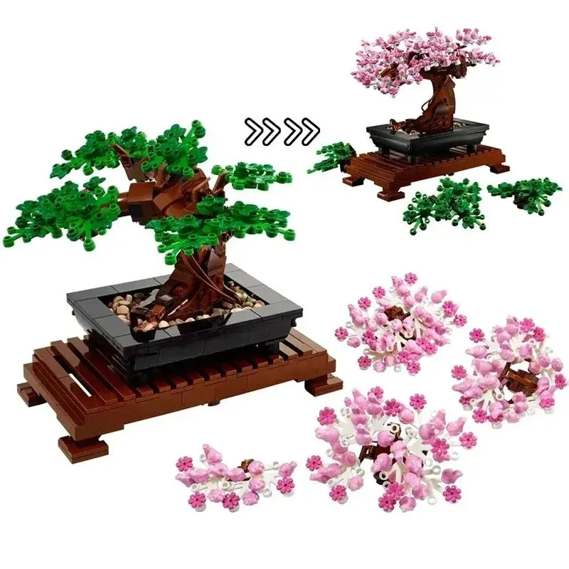 New 878-Piece Bonsai Tree Creative Building Blocks Toy Set, Home Decor Model Kit, Adult and Child Gift, Boy Girl Birthday Present