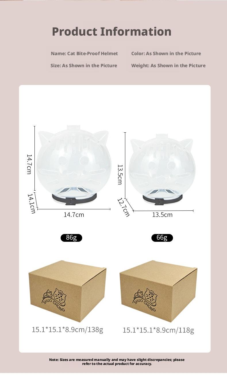 PetBoba Anti-scratch and bite cat head cover, protective paw covers, anti-licking and anti-biting, anti-fighting, bathing and nail trimming, anti-biting transparent head cover