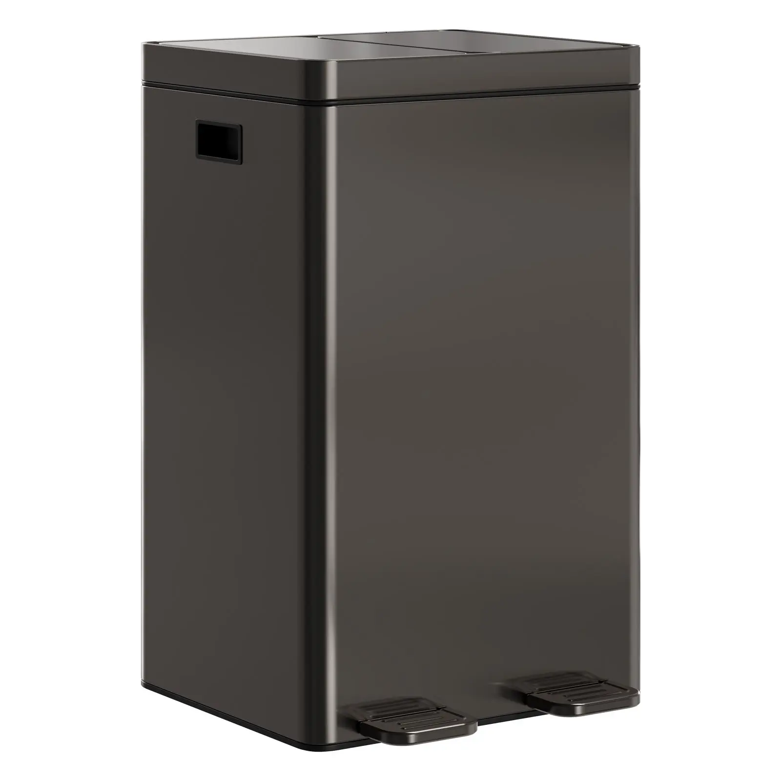 Dual Compartment Kitchen Trash Can - 2×8 Gallon (2×30L) Large Stainless Steel Bin - Soft-Close Foot Pedal - Removable Buckets & Lid - Ideal for Kitchen, Home, Office Waste & Recycling