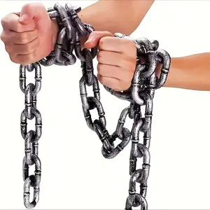 Halloween Decoration Prisoner Guard Props, Party Accessory, Plastic Replica Handcuffs and Shackles, Iron Chain, Perfect for Halloween Parties and Events