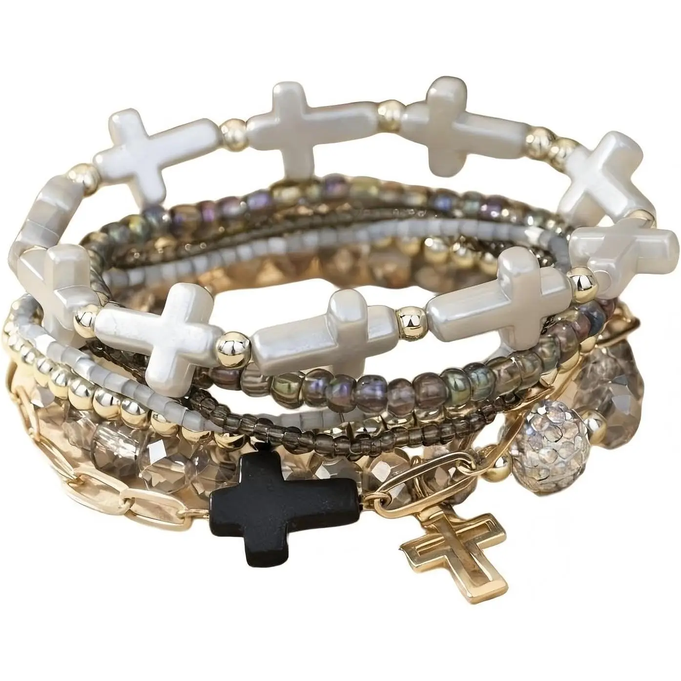 Women's Multi-Layer Stackable Beaded Drop Bracelets, Alloy Glass, Stretch Fit for Party Beach Occasions