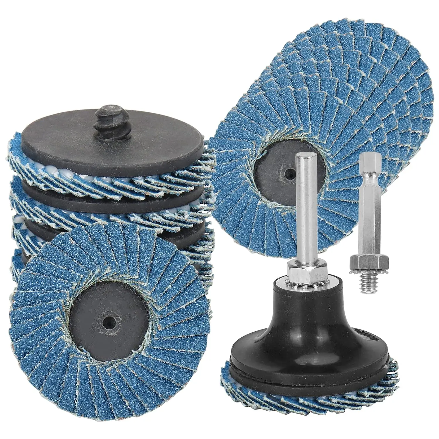 2 inch Zirconia Flap Disc 10Pack 80 Grit   Sanding Discs | Quick Change Disc+ 1/4" Pad Holder for Metal  Surface Finish Weld Rust Removal Grinding, Round/Hex Rod Drill Accessories