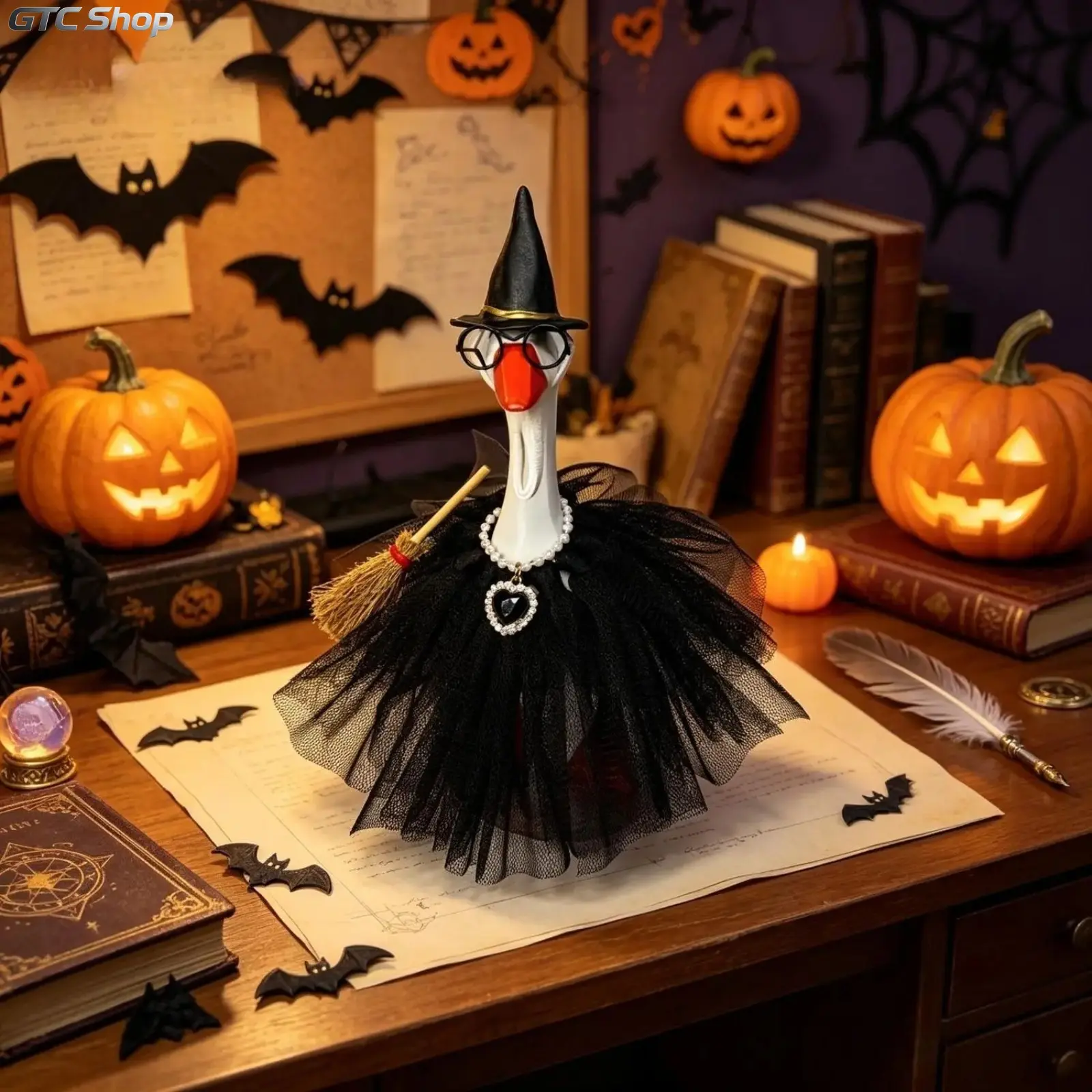 Whimsical Mini Goose Statue Costume Outfit Set, Goose Figurine Decor Accessory (Goose Not Included), Cute Resin Desktop Ornament, Funny Aesthetic Decor for Office Desk Home Shelf, Halloween Holiday Gift Idea