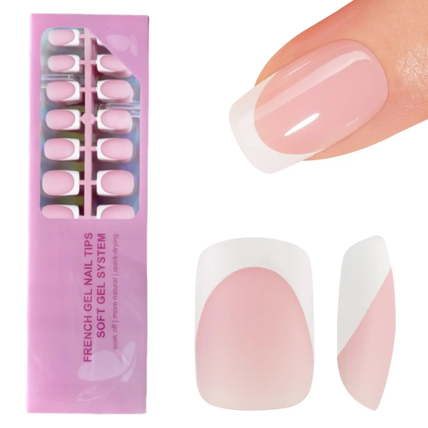 150 Pcs Short Square Press On Nails Kit, Pink, Borwn, Nude & White French False Nail Tips, 15 Sizes, Ideal for Valentine's Day, Parties, Daily Wear & Special Occasions, DIY Set for Women and Girls