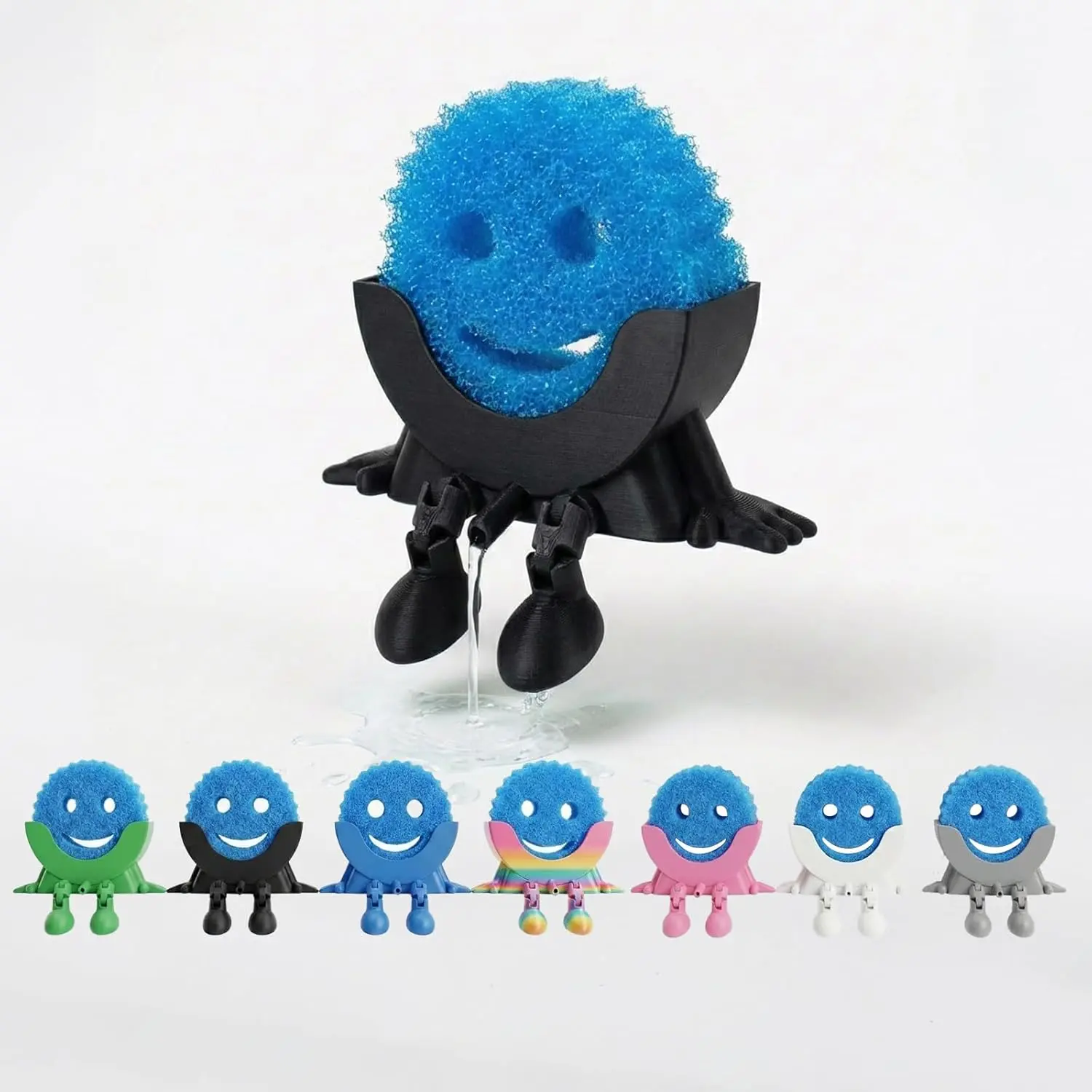 Funny 3D Printed Sponge Holder  Self Draining Kitchen Sink Organizer  Cute No-Drill Sponge Caddy Keeps Sponge Dry