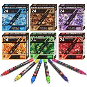 Zibeef 0.7mm Ultra-Fine Acrylic Marker Set, 24-Piece Professional Color Series, Ideal for Drawing, Sketching, Writing, Various Materials