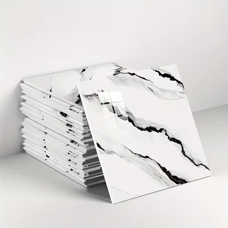 20/30 PCS Ceramic Tile-Style Aluminum-Plastic Board Self-Adhesive Wall Covering Anti-Damp PVC Wall Decorative Kitchen and Bathroom Marble-Like Tiles Stickers That Can Be Cut, Peel Off and Remove Without Residual Adhesive Home Decor Stickers