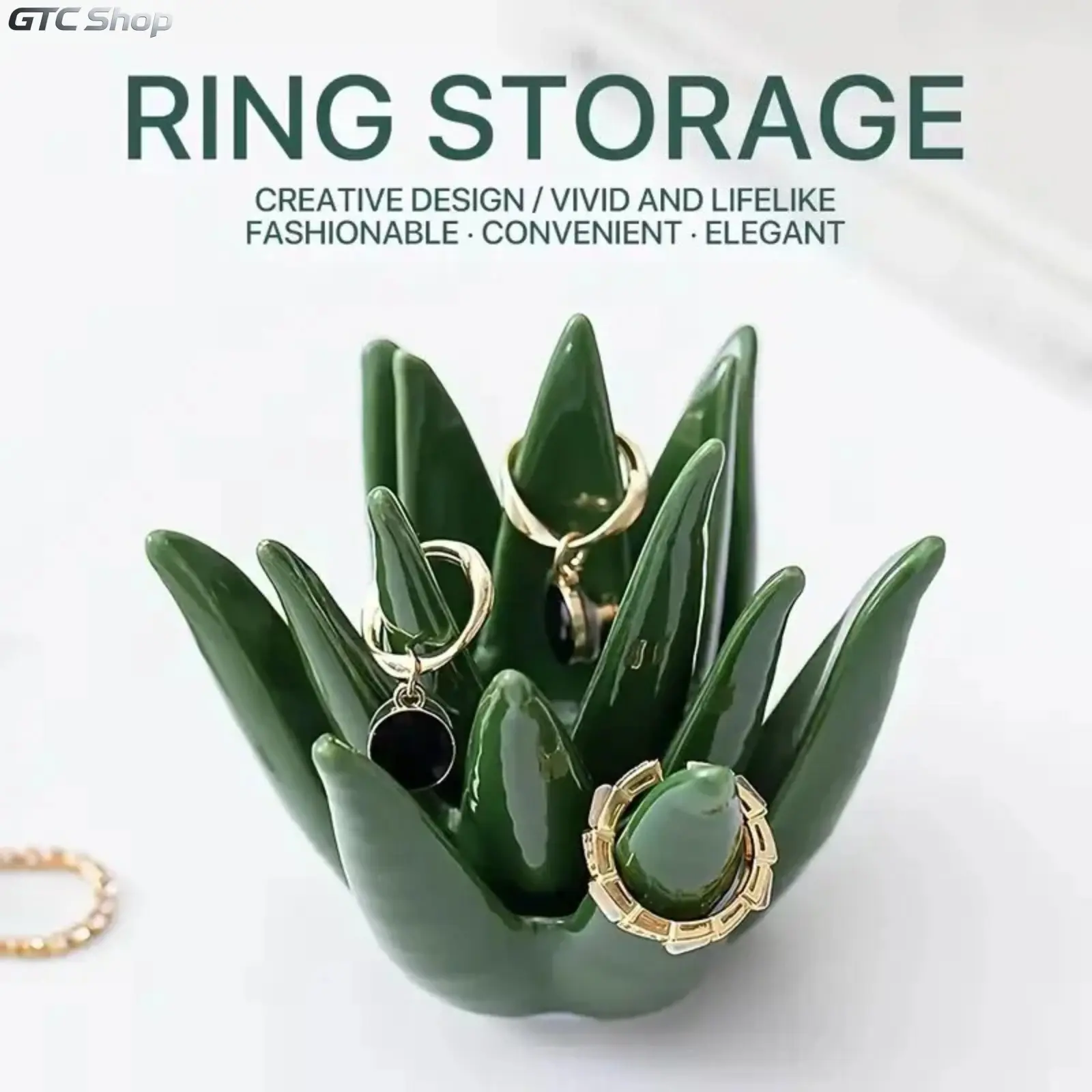 2026 Cactus & Aloe Ceramic Ring Holder Tray, Trinket Jewelry Storage Display Stand, Cute Desk Decor for Home Office, Practical Aesthetic Gift for Women, Friends and Mom for Birthdays & Holidays