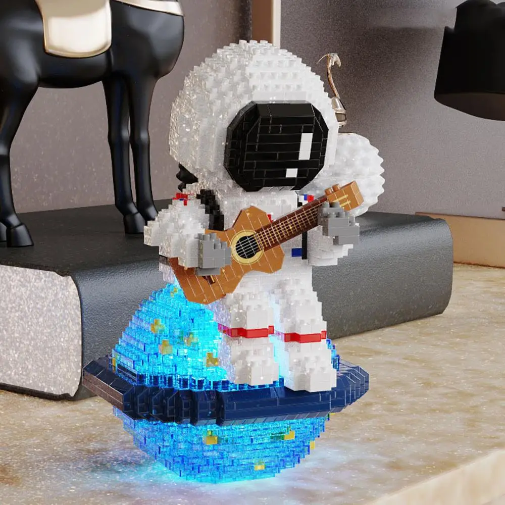 Guitar Astronaut Model Luminous Assembled Educational Block Toys, Suitable As Home Decoration