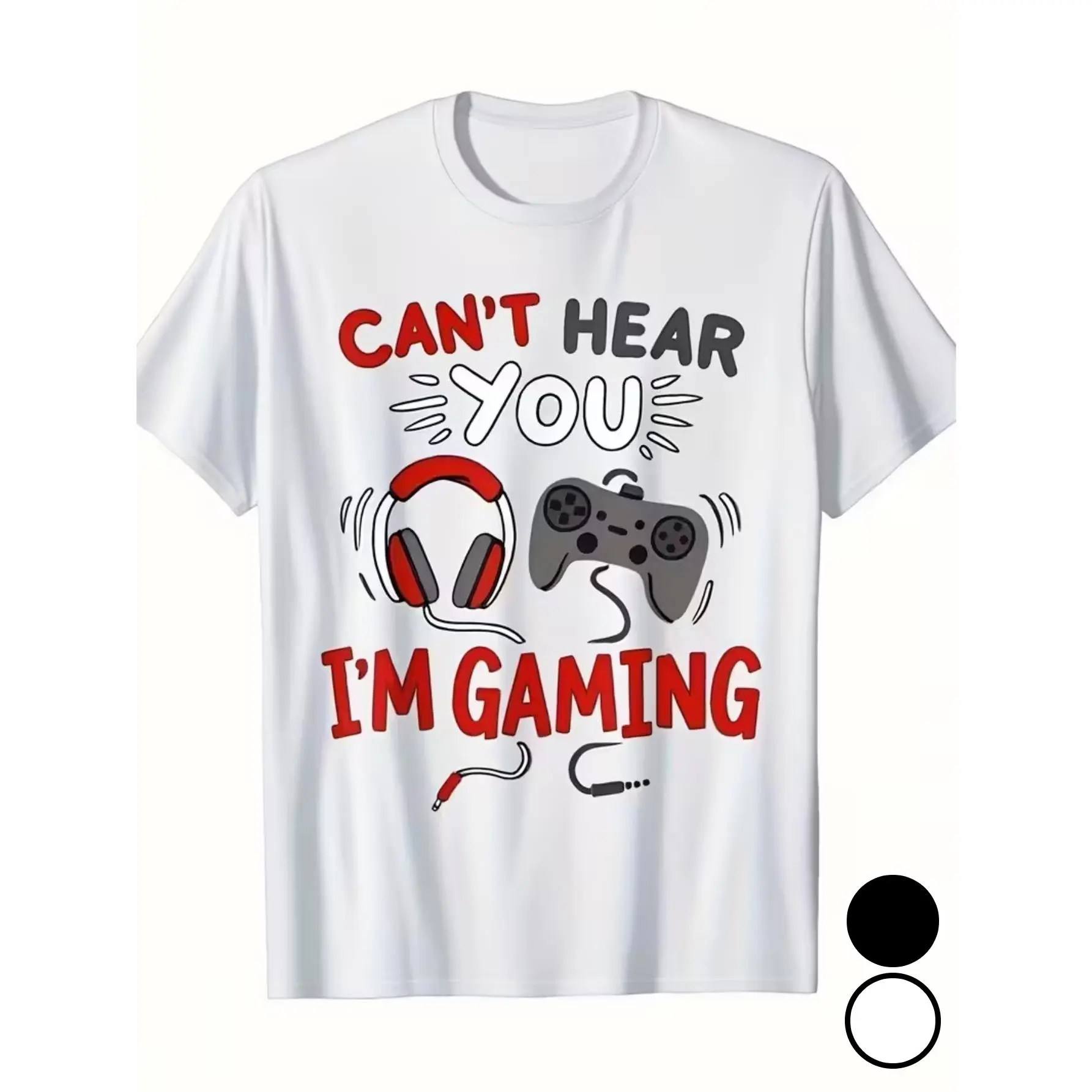 Men's "Can't Hear You I'm Gaming" Slogan T-Shirt - 100%  Loose Fit Breathable Gamer Tee with Controller & PC Setup Print - Orange Casual Short Sleeve Shirt for LAN Parties, Casual Attire & PC/Laptop Gaming Apparel