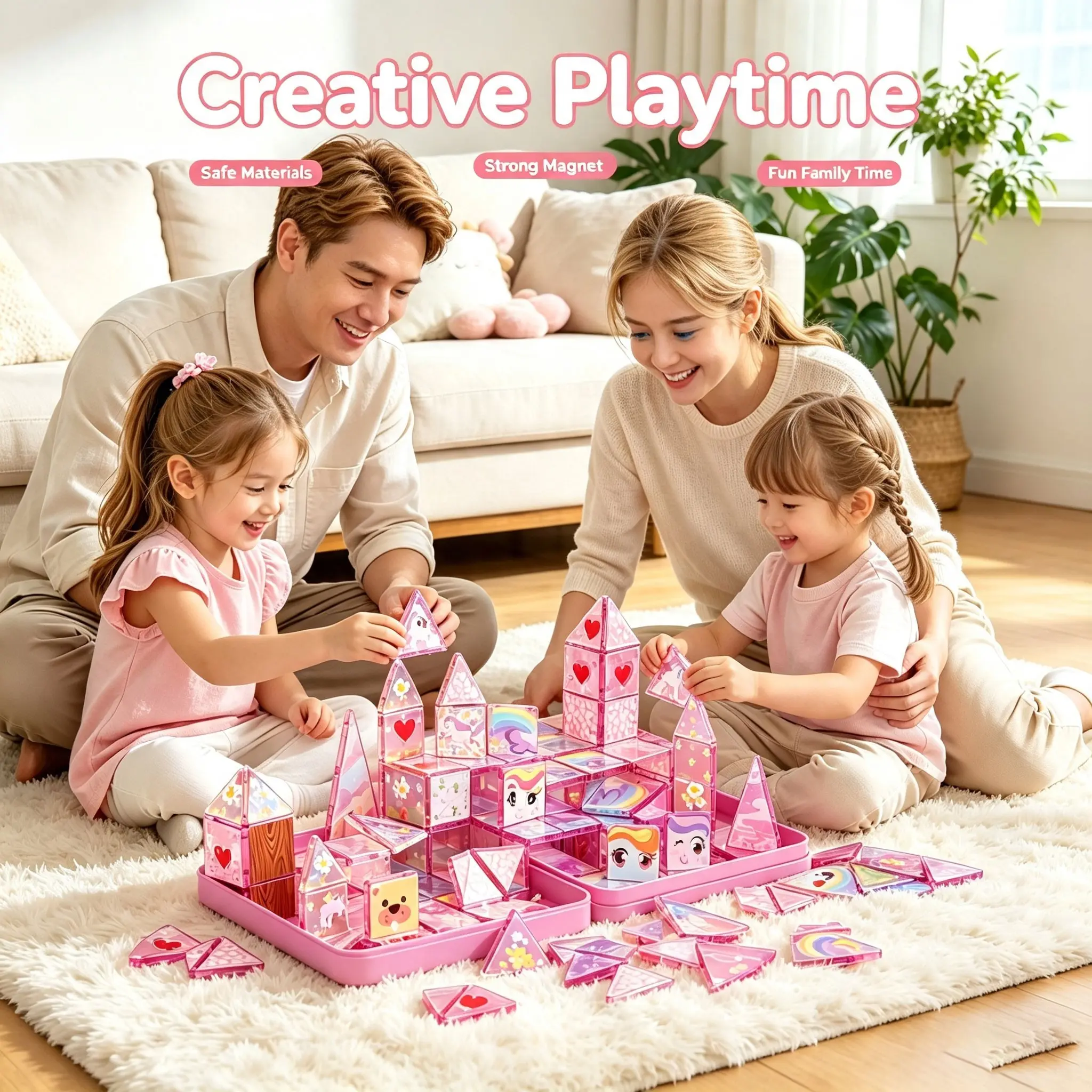36PCS Unicorn Magnetic Tiles Model Building Set, Mini Magnetic Construction Blocks for Kids, STEM Learning Educational Toy with Portable Storage Case, Travel Puzzle Building Toy for Boys & Girls Ages 3+, Birthday Gift