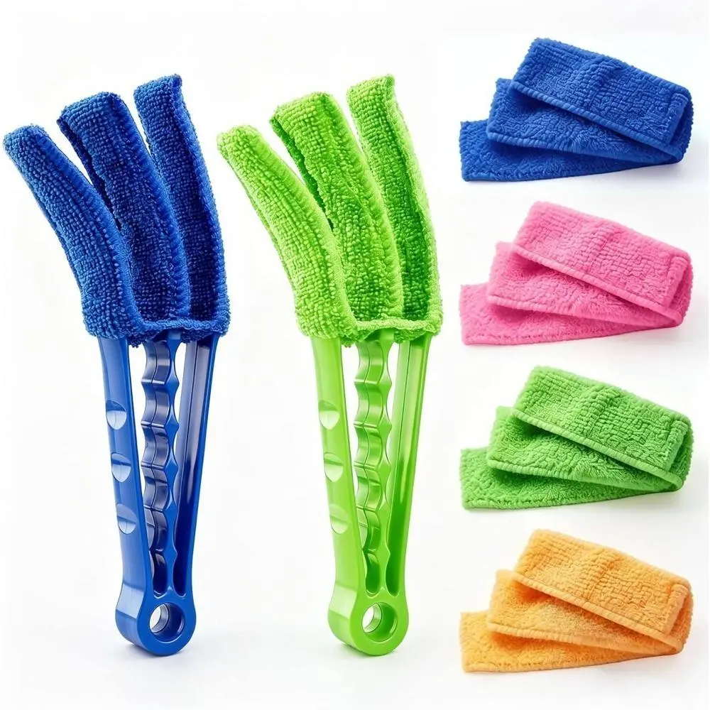 Cleaning Brushes, 3-Prong Microfiber Duster for Car Detailing, Blind Dusting, and HVAC Vents, No-Scratch Multi-Purpose Tool, 21Cm