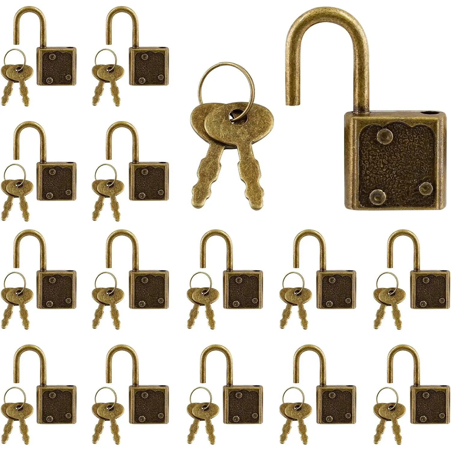 Small Suitcase Lock with Key, Mini Luggage Lock, 15 count, Bronze
