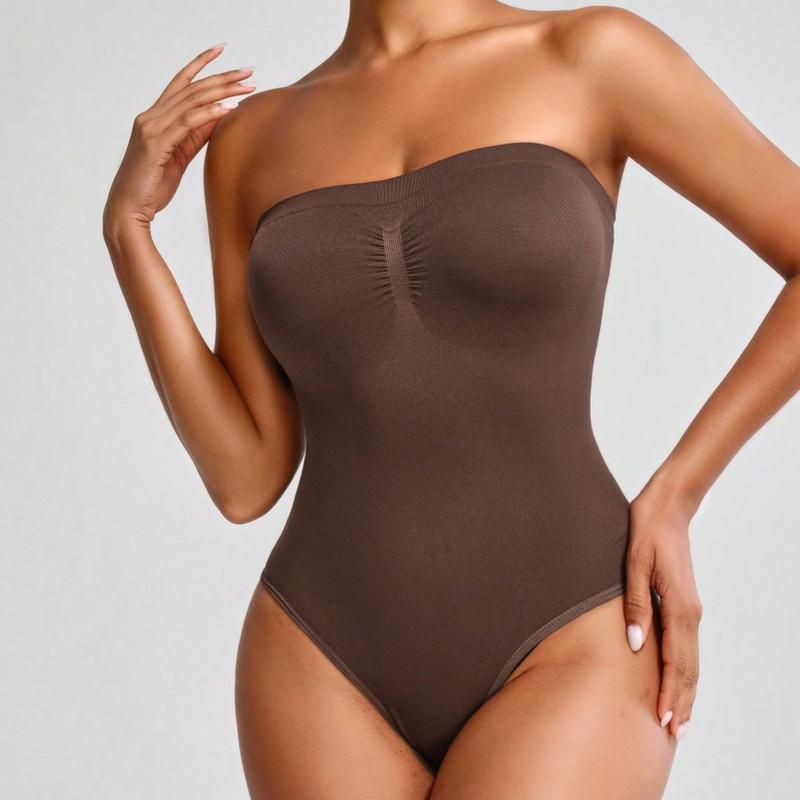 European and American Seamless Plus Size Shapewear Tummy Control Waist Cincher Strapless Tube Top Dress Bodysuit Underwear Waist Support Hip Lift Tummy Control All Seasons Womenswear Compression corset faja fajas body shaper