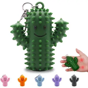 1PC Little Ouchies Pain Stim Fidget Keychain, Silicone Cactus Spiky Sensory Tool for Adults, Skin Picking Anxiety Relief Fidget Toy, Portable EDC Stress Focus Stim Toy, Viral TikTok Gift for Friends Family