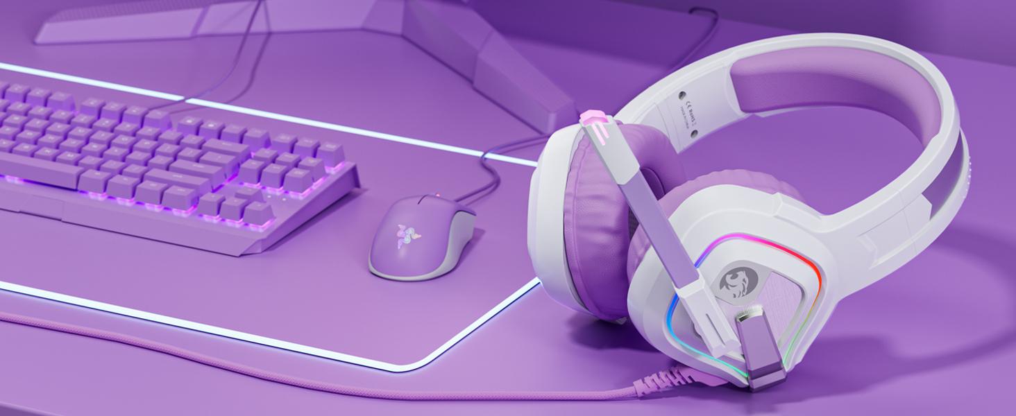 Purple Gaming Headset for PC, PS4, PS5, Xbox One, Xbox Series S/X, Switch, Noise Canceling Microphone, Stereo Surround Sound, 3.5mm Wired Gaming Headphones Purple Gaming Headset for PC, PS4, PS5, Xbox One, Xbox Series S/X, Switch, Noise Canceling Microphone, Stereo Surround Sound, 3.5mm Wired Gaming Headphones