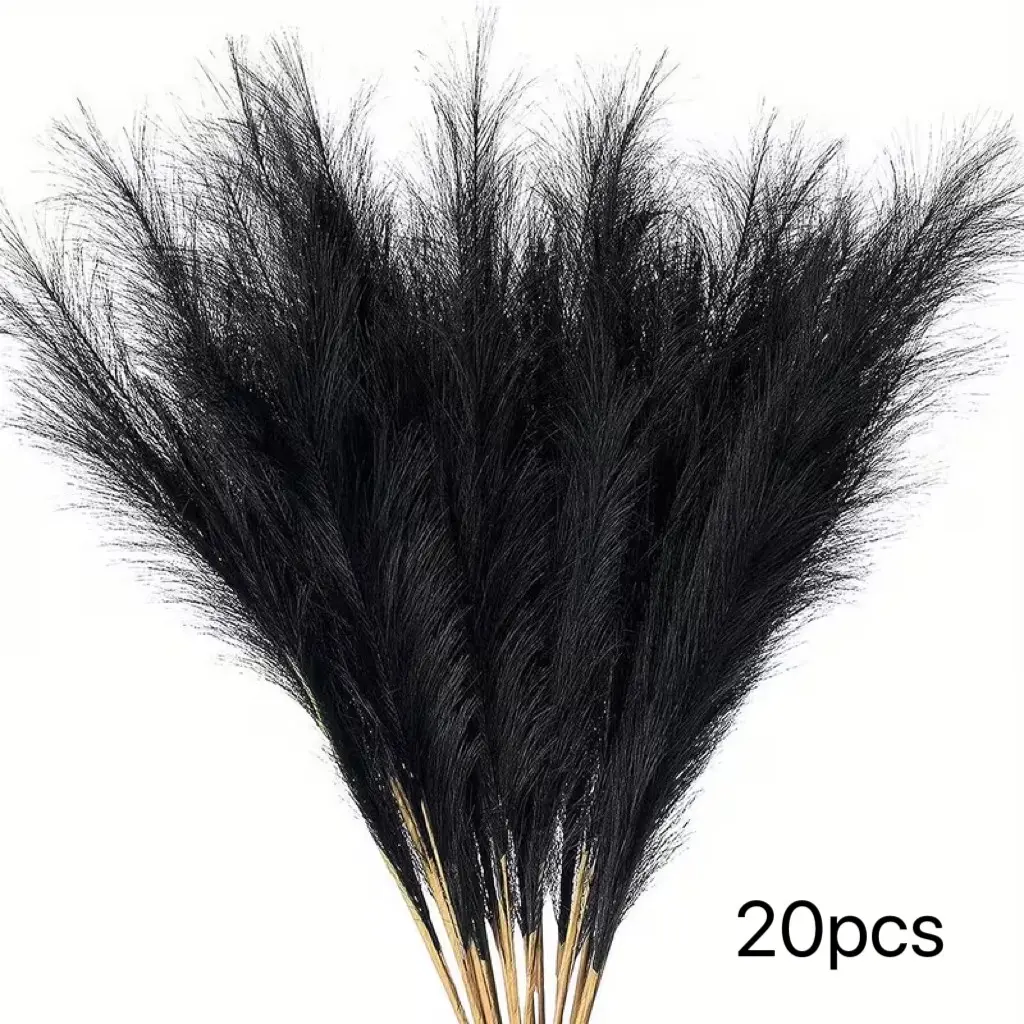 20 bouquets of artificial reed flowers. Highly realistic imitation of real reed plants, with plump branches. Bohemian-style home decoration. Suitable for weddings, filling flower vases, outdoor scenes, and as decoration for care-free holiday parties.