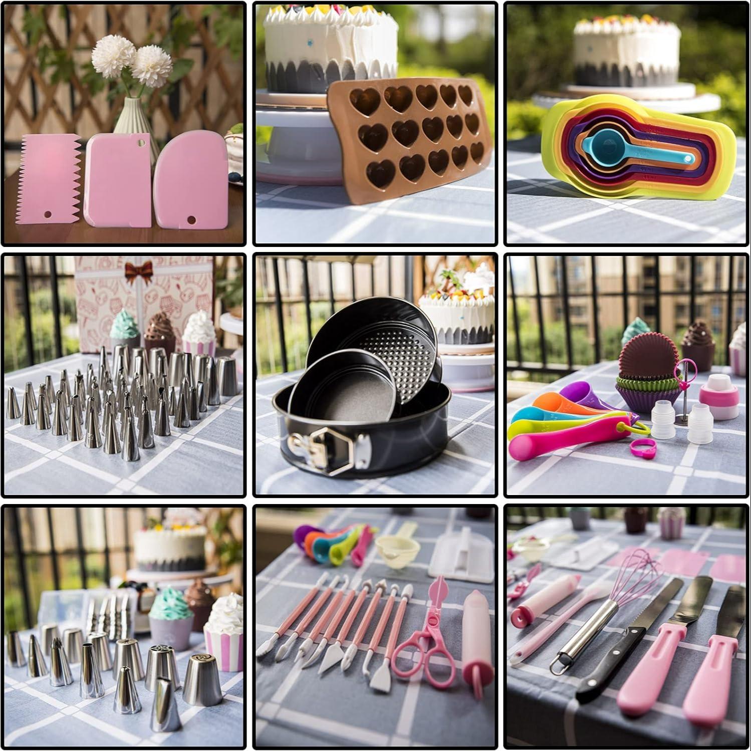 Cake Decorating Tool Set, 464pcs/set Cake Decorating Nozzle & Cake Turntable & Cake Pan & Other Accessories, Baking Supplies for Beginners