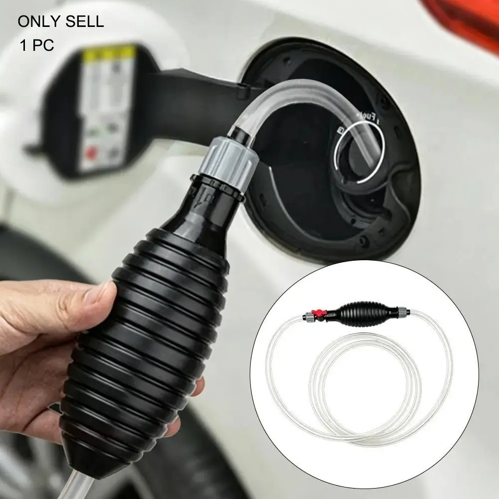 Manual Fuel Siphon Pump with Shut Off Valve, 39.4/59/78.7/118in Long Clear Hose, Anti-Backflow Hand Oil Liquid Transfer Pump for Car Motorcycle Boat Lawn Mower Aquarium Water Heater Gasoline Diesel Water