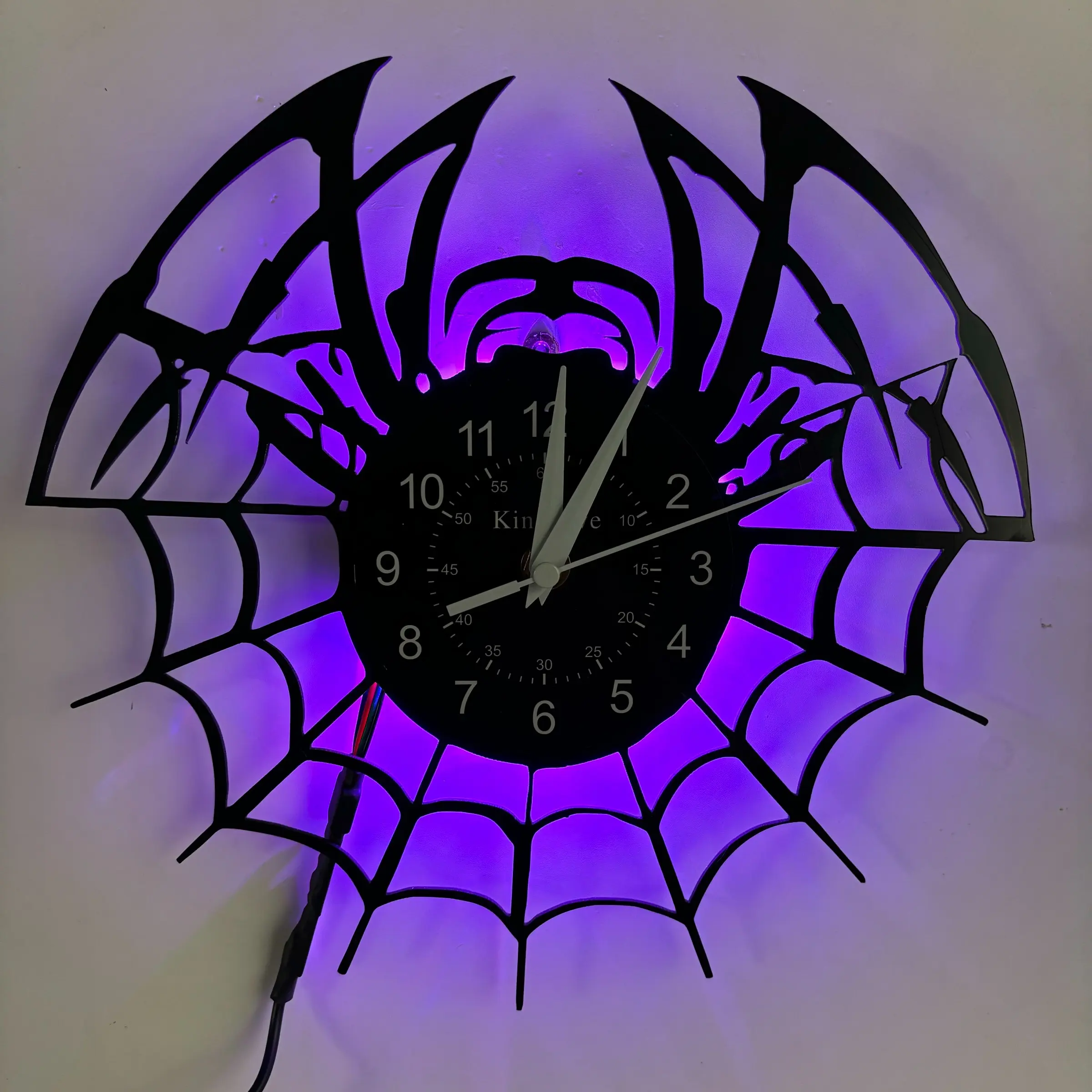 Spider-Themed Vinyl Record Wall Clock, Seven Backlight Effects, Lightweight, Silent, Home Office Decor, Holiday Gifts