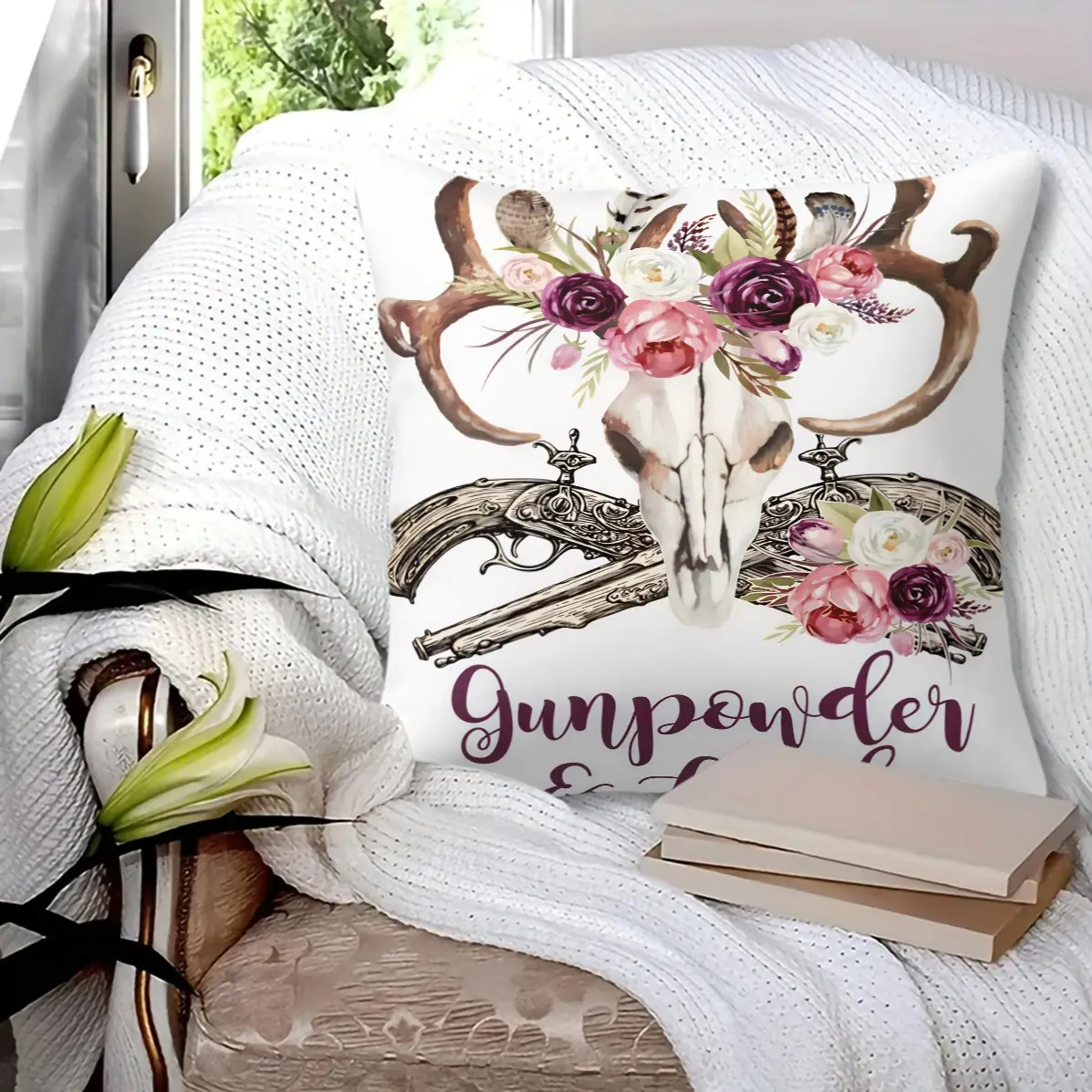 Bohemian Western Country Style Pillow, Machine Washable, Diverse Artistic Trendy Prints, Plush and Soft Filling, Universal for All Scenes and People, Sofa Decorative Cushion (Includes Pillow Insert, Removable)