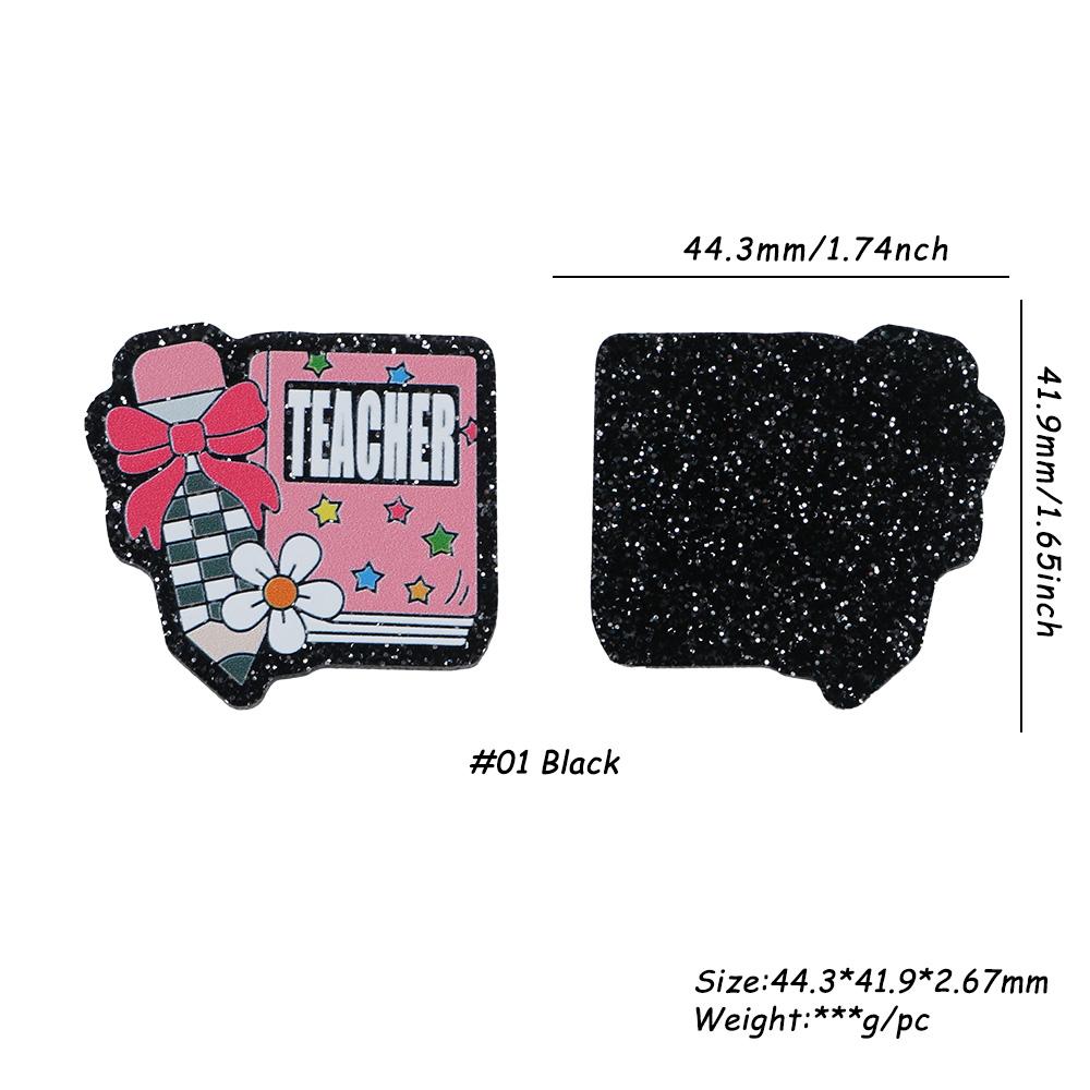 Teacher Theme Acrylic Resin Flat Back Charms, No-Hole Multi-Color DIY Craft Supplies for Badge Reels, Phone Stands, Hair Clips, DIY Jewelry Accessories