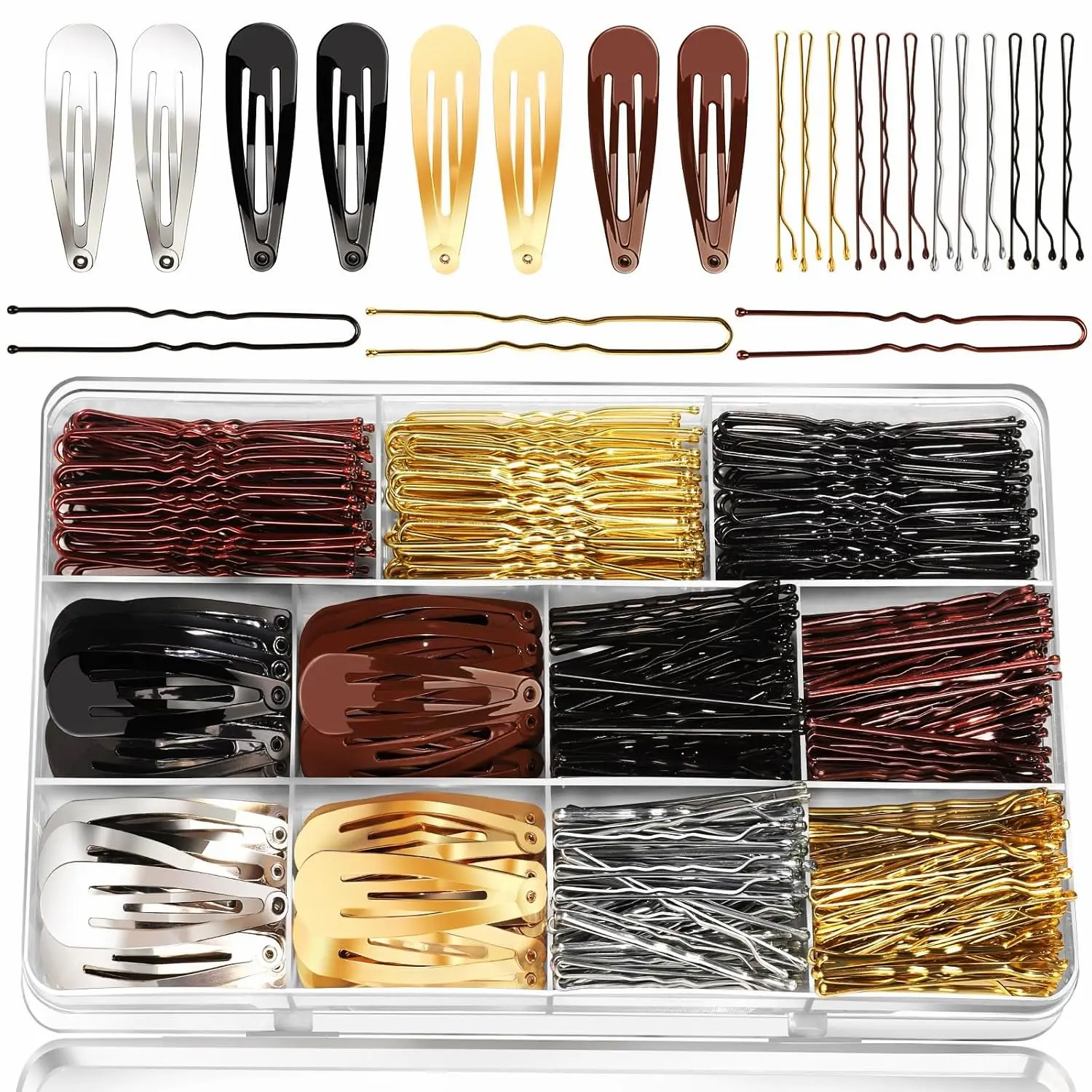 Bobby Pins Set, Hair Pins, Hair Clips Kit, 2Inch Bobby Pins Brown Hair, Black, Blonde Hair, U Shaped Hair Pins for Buns, French Pins, Snap Hair Clips, Hair Barrettes, Hair Accessories for Women