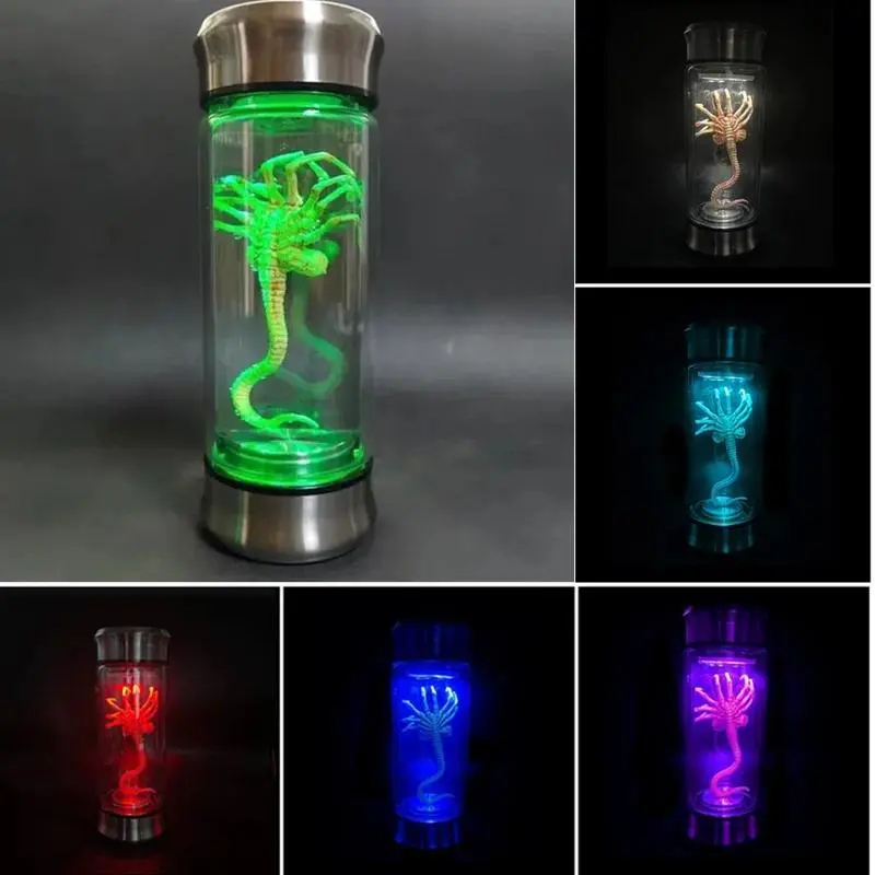 Alien Glow Jar Xenomorph Specimen Facehugger Embryo Glass Jar Movie Prop Replica Home Decor Desktop Crafts Sculpture Decoration