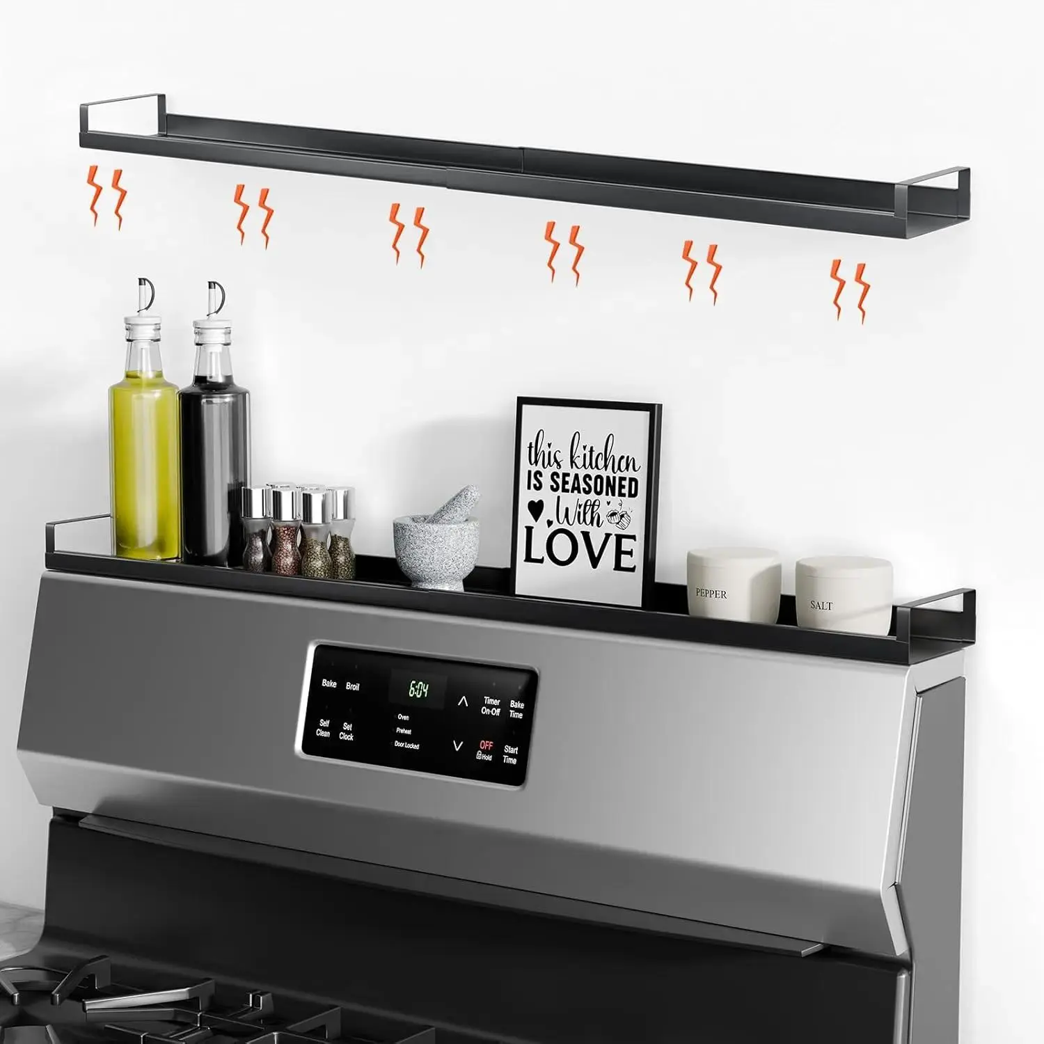 4X Strong Magnetic Shelf for Stove Top 30" Adjustable Oven Shelf Spice Rack Over the Stove Stovetop Storage Kitchen，kitchen organization Adjustable Organizer