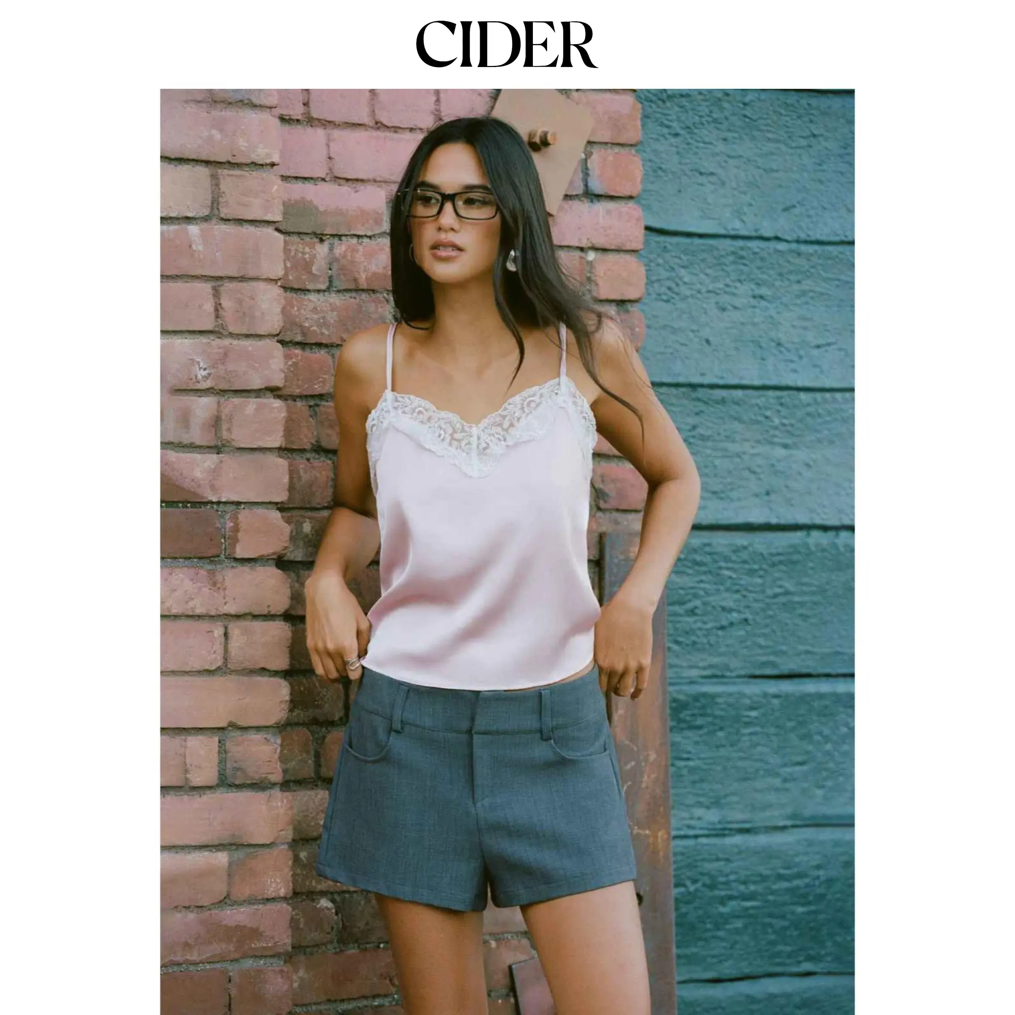 Cider V-neck Lace Panel Cami Top
