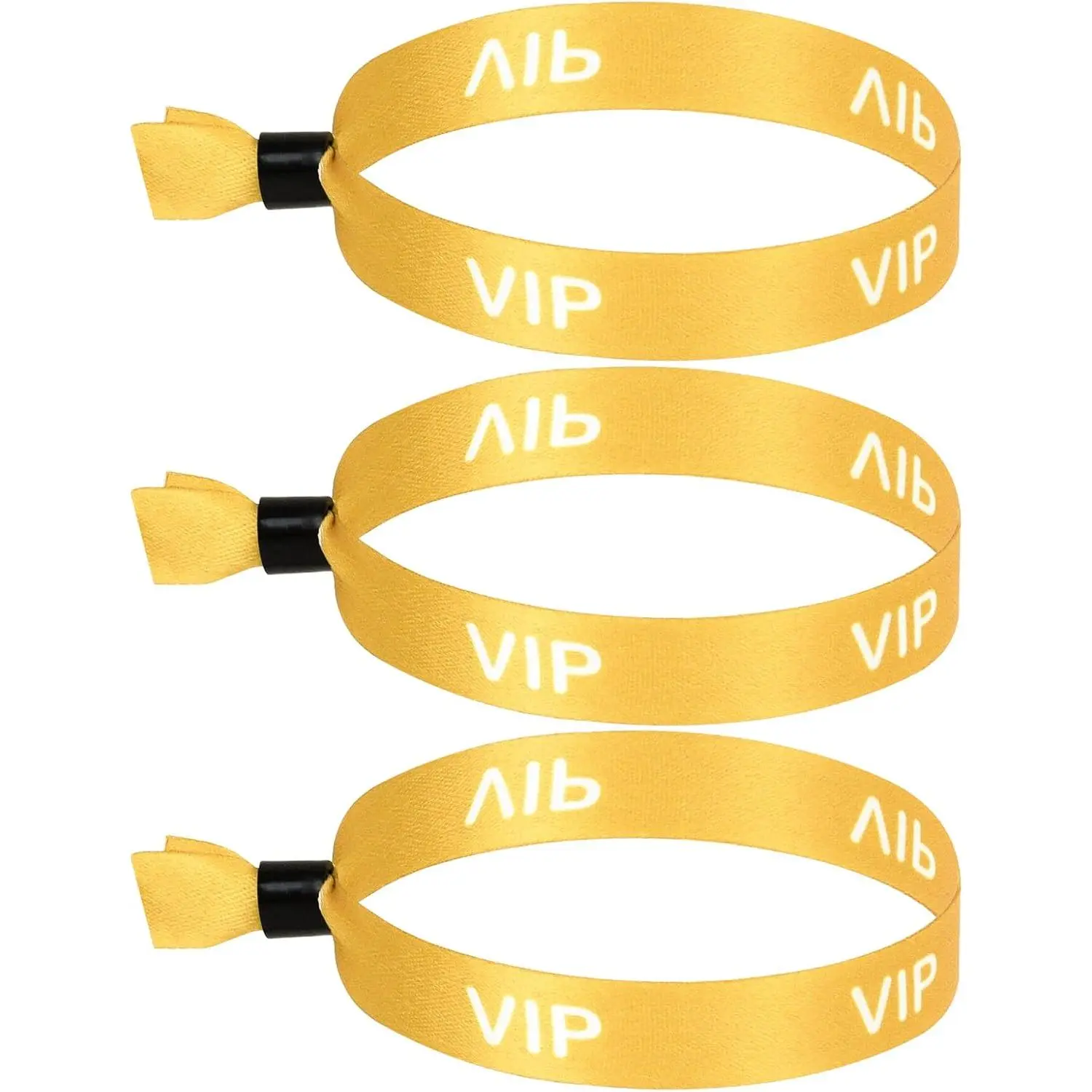 100 Pack VIP Wristbands for Events, Secure Tamper-Proof Cloth  Bracelets with -Time Lock, Adjustable Heat Transfer Printed Entry Bands for Festivals and Parties, Yellow