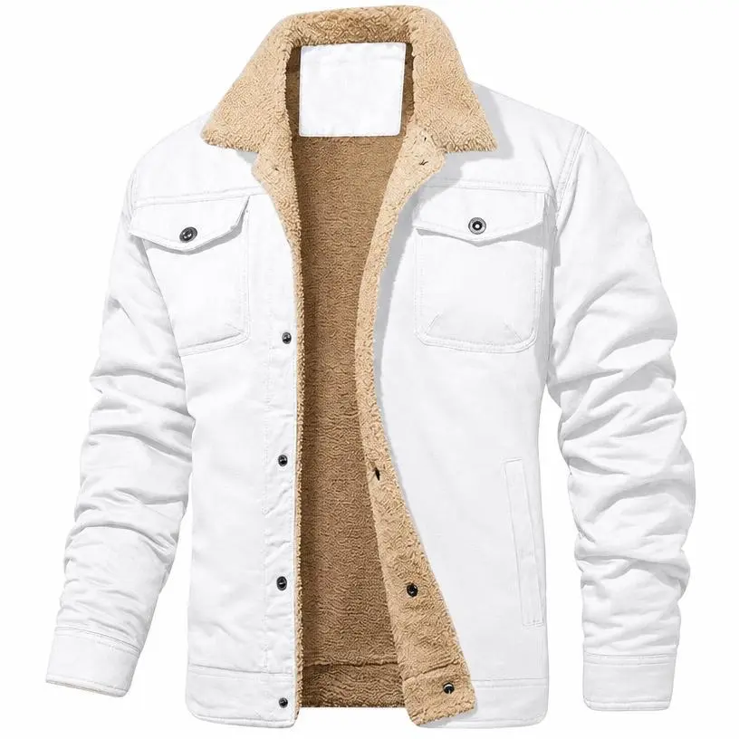 Men's Stylish  Cotton-Polyester Jacket - Buckle Closure, Multiple Pockets, Bull Head Logo, Solid Color, Thick Heavy Coats Tops for Autumn Winter Menswear Outerwear,sohochic