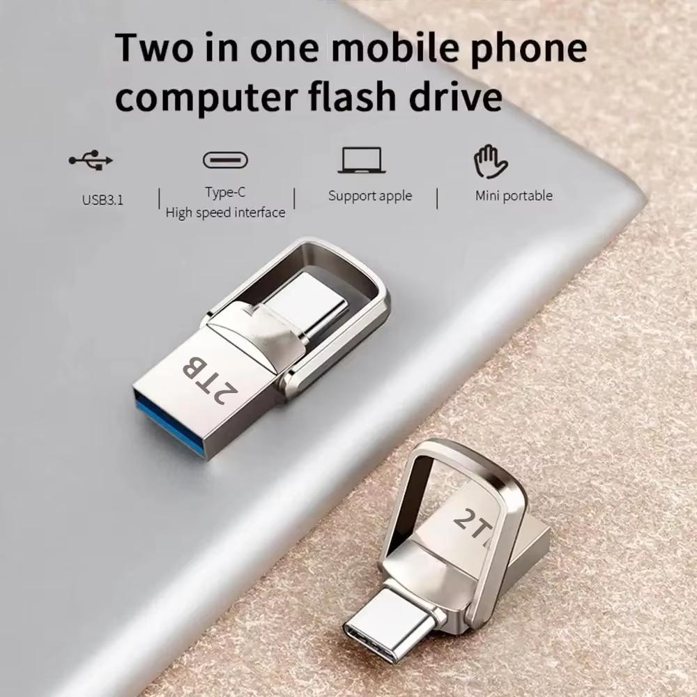 USB Flash Drive 2TB 3.2 Type C PenDrive Memory Stick 256GB 1TB 2TB Pen Drive Flash Disk for PC Smartphone Storage U Disk NEW