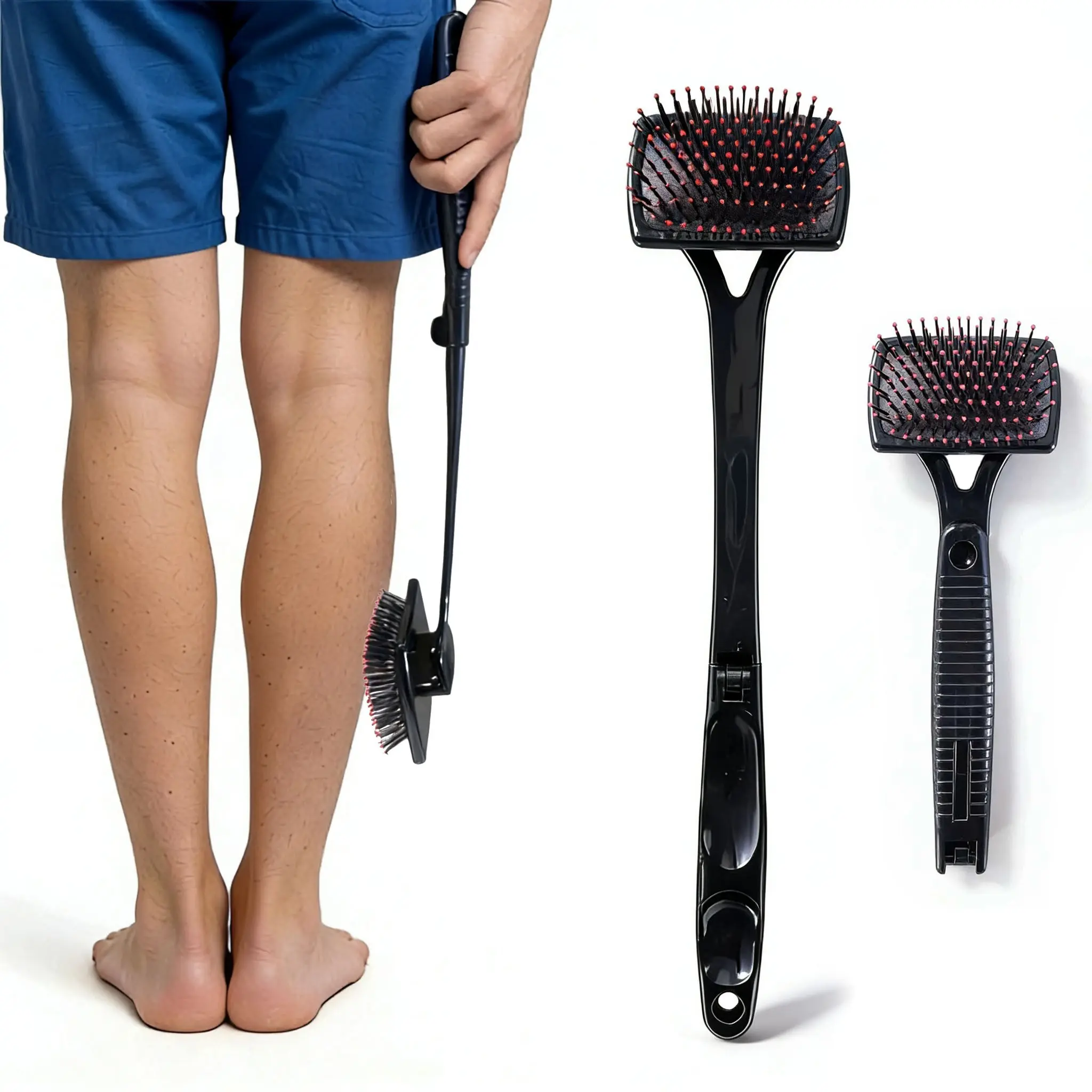 Unisex Foldable Handle Massage Comb, Long Back Scratcher Board, Safe Non-Irritating Brush, Easy to Clean, Back Massager