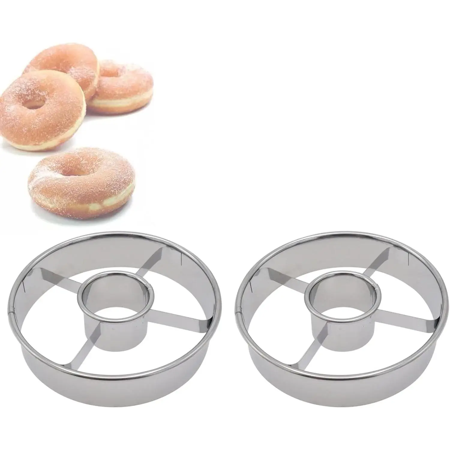 2 Pack Stainless Steel Donut , 3.86 Inch Doughnut Cutters Mold, Professional Baking Tool for Making  Donuts, Bagels, Cookies, Biscuits, and