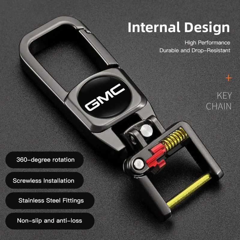 1Pcs Stainless Steel Car Keychain 3D Decoration Keyring Accessories For GMC Terrain Sierra Canyon Yukon Acadia Savana Denali AT4 Granite
