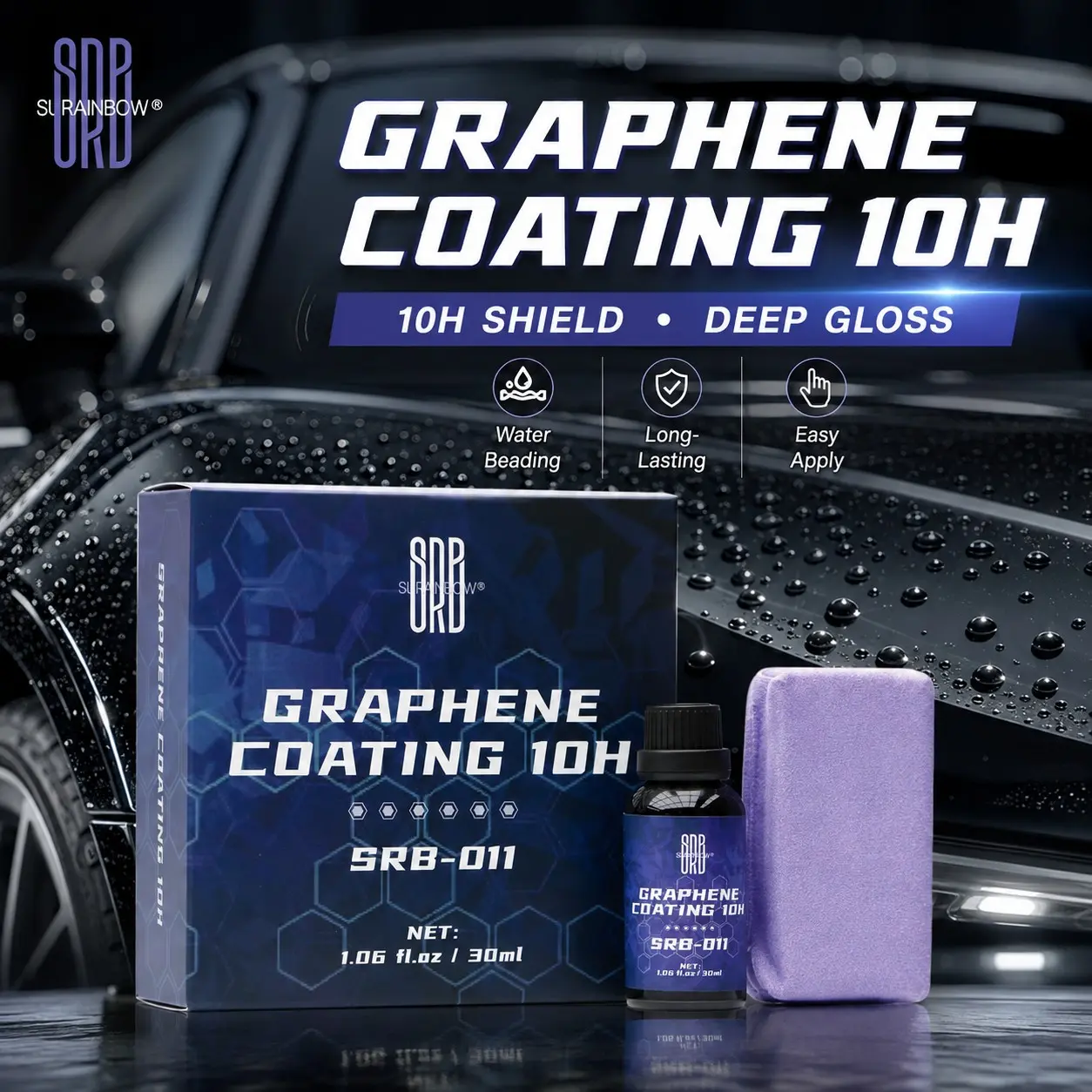 Graphene Car Coating Kit, High-End Mirror Finish, Strong Hydrophobic, Deep Shine, Long-Lasting Protection, Suitable for Cars and Suvs