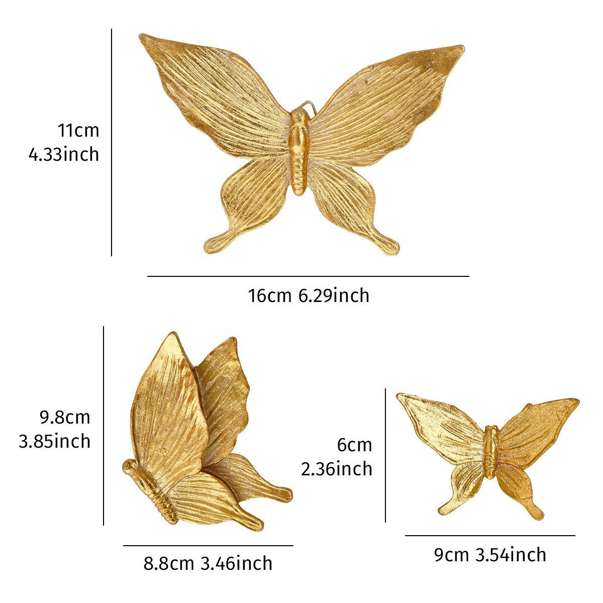 Butterfly Design Wall Decor, 4 Counts/set Creative Wall Hanging Ornament, Wall Decor for Home Living Room Bedroom Study Room, Stickers