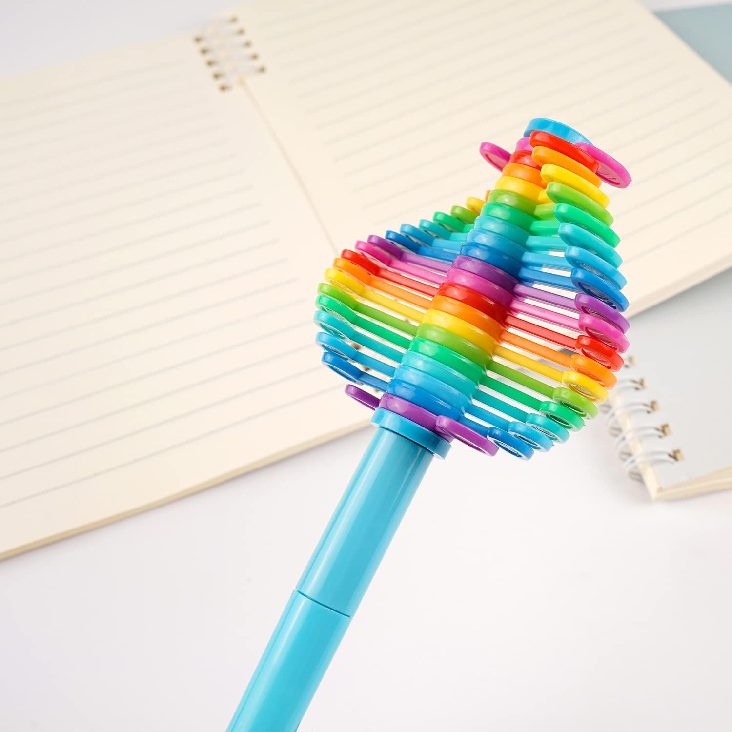 3 count Fidget Ballpoint Pen,Decompression, Multifunction Writing, Multi Colored Pens for Office Desk Toys, Novelty Gifts for   Students (Rainbow blue)