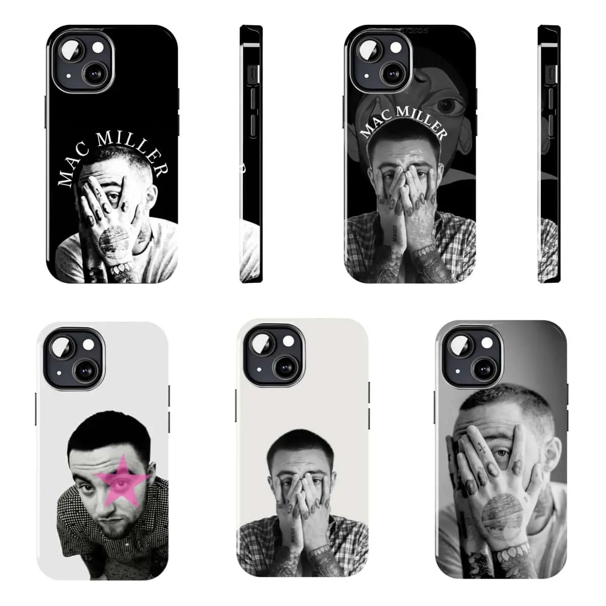 Mac Miller Phone Case — Black and White Aesthetic Celebrity Portrait iPhone Case, featuring an emotionally resonant close-up design by a hip-hop artist, offering full protection; compatible with iPhone 11–17 Pro Max/Plus series and Samsung Galaxy S23–S25