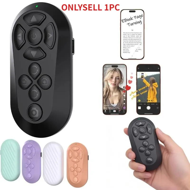 Bluetooth Remote for TikTok Scrolling, Page Turning, Volume Control & Camera Shutter | Hands-Free Smartphone Controller for iPhone & Android, 2026 Upgraded
