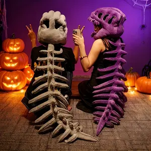 Dinosaur Costume Set, Halloween Plush Spine Skull Headband, Non-Electric Dinosaur Onesie, Perfect Gift for Halloween Christmas
